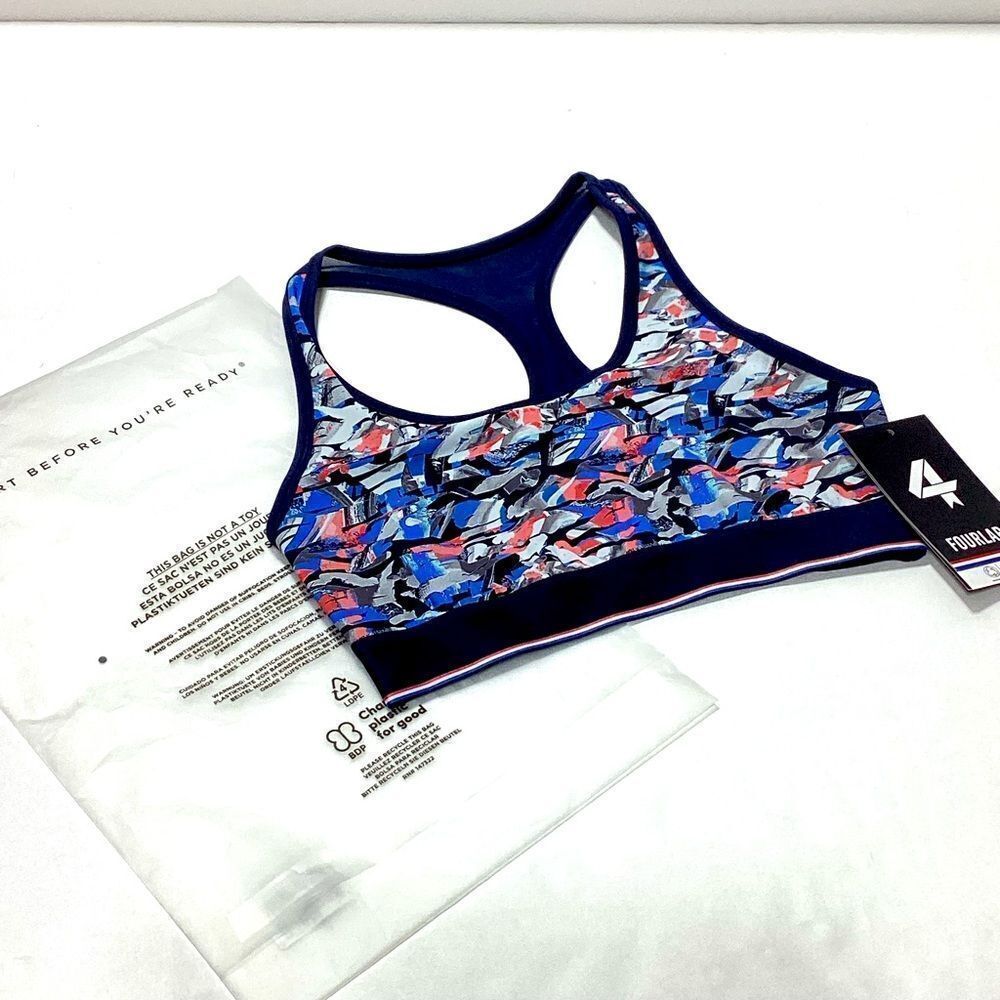 Four Laps Circuit Sports Bra Camo Blue NWT XS